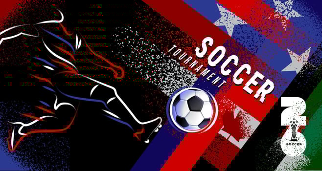 Grunge poster for Soccer Tournament 2026 dynamic brush textures vector