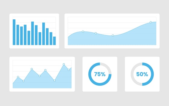 Graphs and Charts Analytic Dashboard Data Visualization Template Design. vector