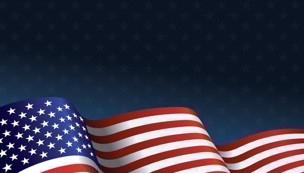 American flag waving in the wind on a transparent background. Banner for Independence Day vector