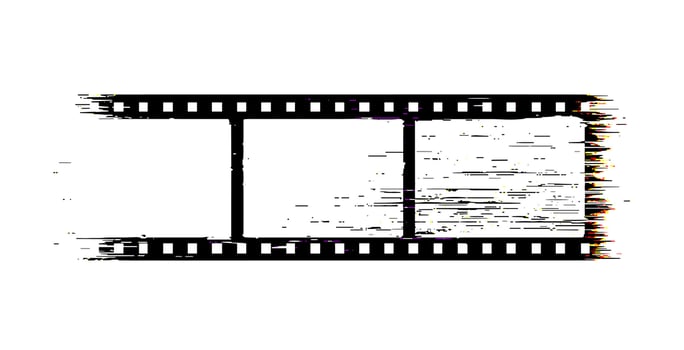 Film Strip illustration on white background. Glitch, grunge effects vector