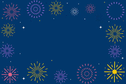 Background of colorful fireworks in flat style vector