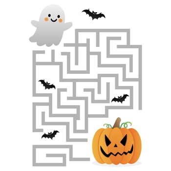Halloween Maze Game .Help the Ghost Find the Pumpkin. Illustration vector