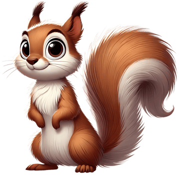 Cute Cartoon Squirrel with Big Eyes and Fluffy Tail - Woodland Animal Character png