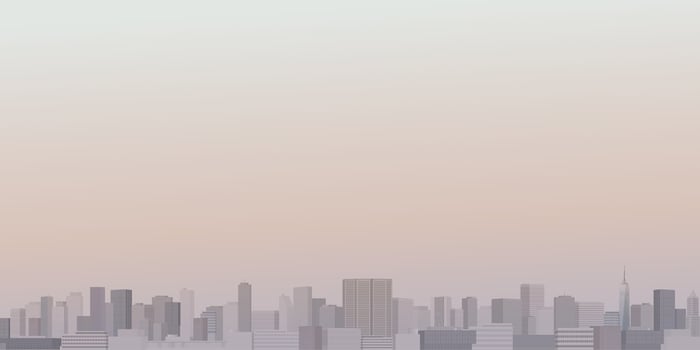 Minimalist cityscape with silhouette skyscrapers and vanilla sky background graphic illustration have blank space. vector