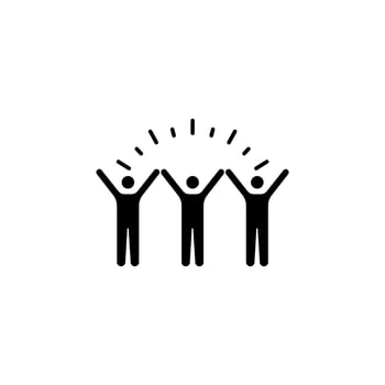 Happy people icon. Simple solid style. Joy, fun team, enjoy, fans, freedom concept. Black silhouette, glyph symbol. Isolated illustration vector