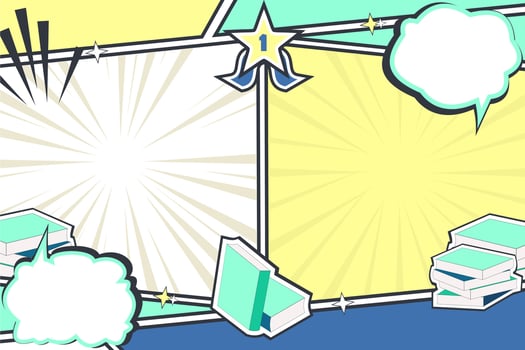 Cartoon Comic Education Template with Books and Achievement vector