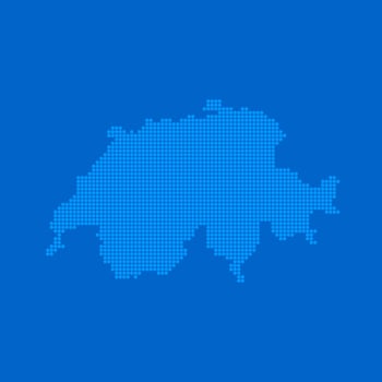 Blue halftone dot outline map background of Switzerland vector