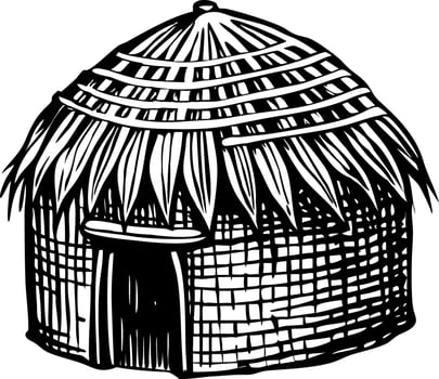 A vintage style illustration of straw hut vector