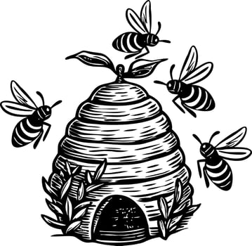 A glyph style illustration of beehive vector