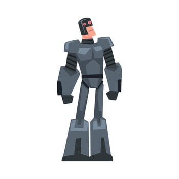 Man in Robotic Costume, Carnival Party or Masquerade Concept Cartoon Style Illustration vector