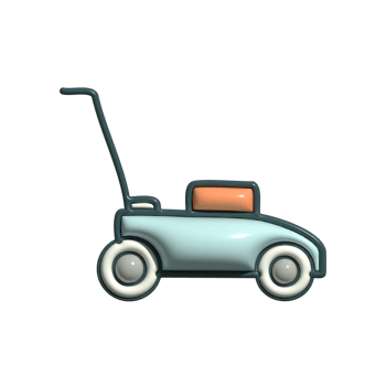 Adorable 3D Grass Cutting and Yard Care Symbols png