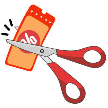 Scissors Cutting a Coupon Illustration. discount png