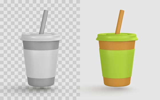 Coffee Cup Icon 3D Render with Straw in Eco and Monochrome Styles, Ideal for Cafe, Delivery, and Mobile App Design. High-Quality, Trendy Cartoon Look. Illustration vector