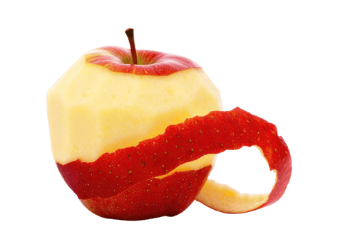 Red apple fruit skin being peeled off isolated on a transparent background png