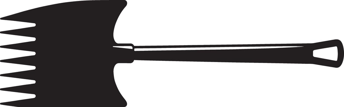 Black and white illustration of a comb axe vector