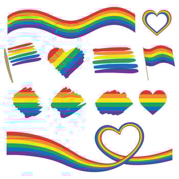 Pride flag Splash brush style LGBTQ rainow symbol Heart peace vector