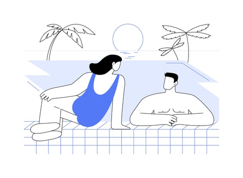 Swimming pool relax isolated cartoon illustrations. vector