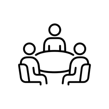 Boardroom meeting Round table discussion. Icon symbol illustration vector