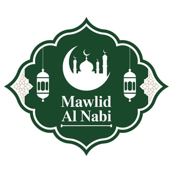 Mawlid al Nabi Badge - Flat Islamic Design on White. vector