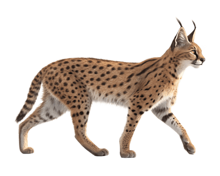 Caracal walking, isolated on a transparent background png
