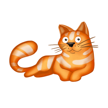 Red cat animal cartoon style hand drawn illustration png
