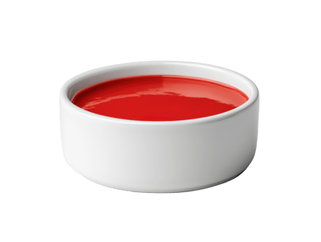 Red dipping sauce in a white bowl for culinary creations and snacks png