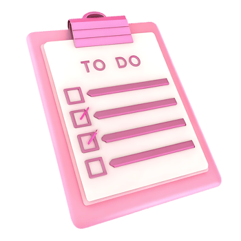 Pink 3D ToDo List Clipboard Icon for Productivity png