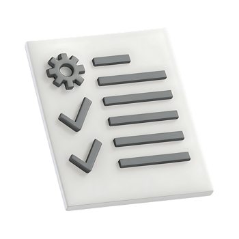 Checklist with Gear Icon and Checkmarks Render png