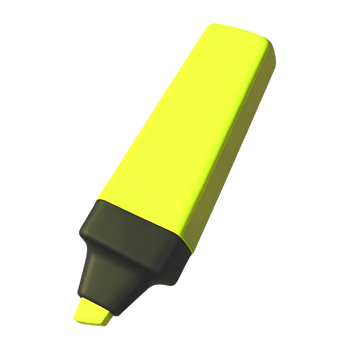 Bright Yellow Highlighter Marker 3D Illustration png