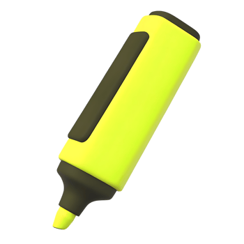 Yellow Highlighter Marker 3D Render Illustration png