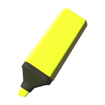 3D Illustration of Bright Yellow Highlighter Marker png