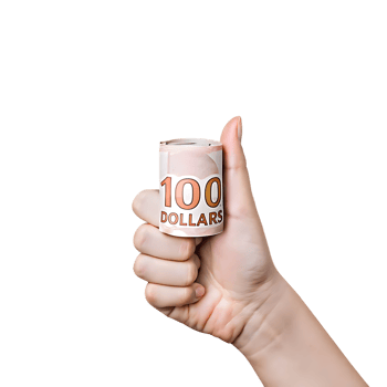Hand Holding Rolled Canadian Dollar Bill on transparent png