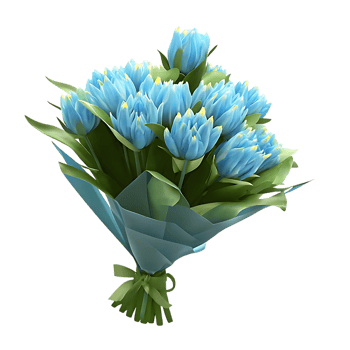 Beautiful Bouquet of Light Blue Tulips on transparent png