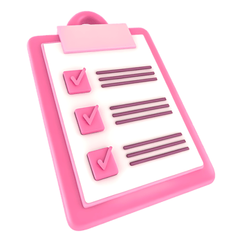 Pink 3D Checklist Clipboard Icon for Task Management png