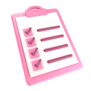 Pink 3D Clipboard with Checklist for Organization png