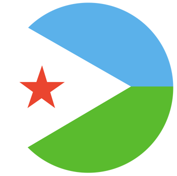 The flag of Djibouti. Flag icon. Standard color. Round flag. Digital illustration. png