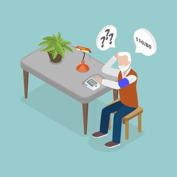 3D Isometric Flat Conceptual Illustration of Blood Pressure Check, Monitoring Health vector