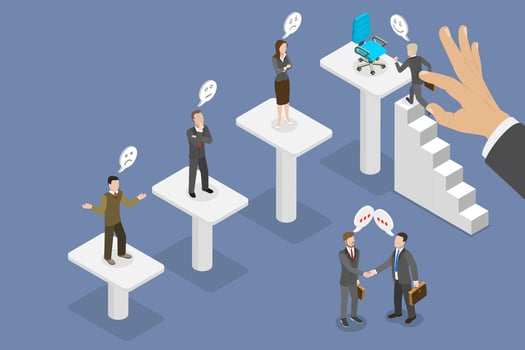 3D Isometric Flat Conceptual Illustration of Business Nepotism And Corruption, Unfair Treatment at Work vector