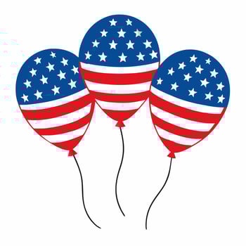 Festive design balloons with in national colors of the american flag. Illustration on a white background. vector