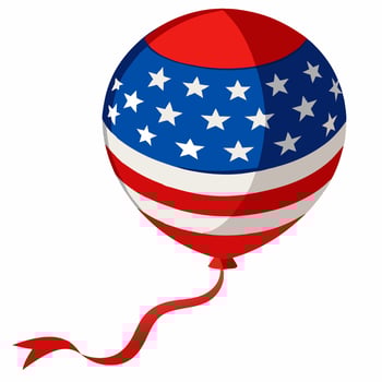 Festive design balloon with in national colors of the american flag. Suitable for Icons,Emblems, Banners on independence day. Illustration on a white background. vector