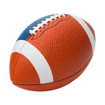 American Football Ball with Orange White and Blue Design Isolated png