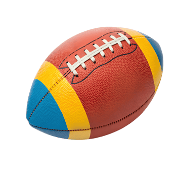 Colorful American Football with Red Yellow and Blue Stripes png