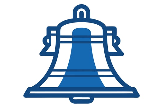 Blue Liberty Bell Icon Illustration on White Background vector