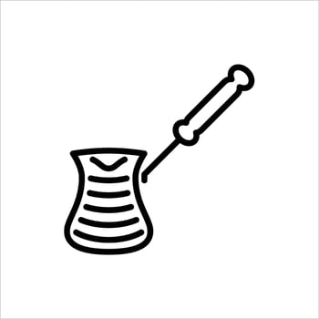 Turkish coffee outline icon. cezve black line illustration. vector
