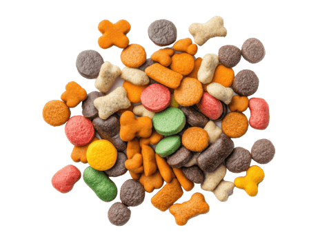 Colorful assortment of dog treats for pets and animals png
