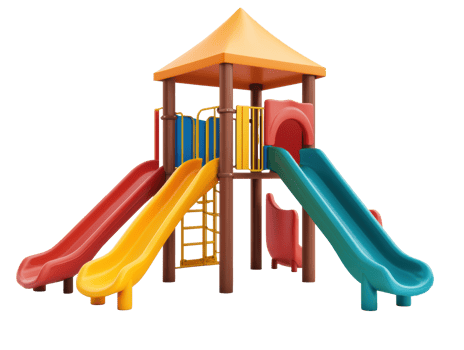 Colorful playset with slides and climbing frame png