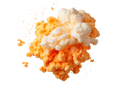 Colorful explosion of orange and white smoke for creative design use png