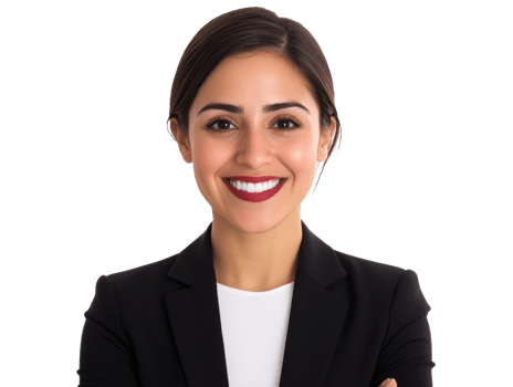 Confident businesswoman smiling, arms crossed in business attire png