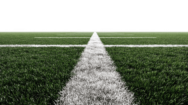 White lines delineating an unoccupied athletic field with transparent background png