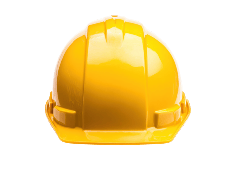 Bright yellow hard hat for construction and safety wear png
